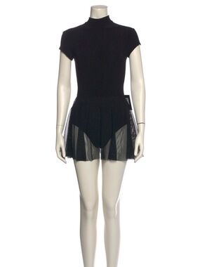 Norma Kamali Black Short Sleeve Mini Dress with Sheer Skirt